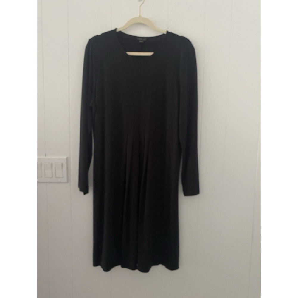 J Jill Long Sleeve Black Pleated Dress size Wearever Collection Size Large